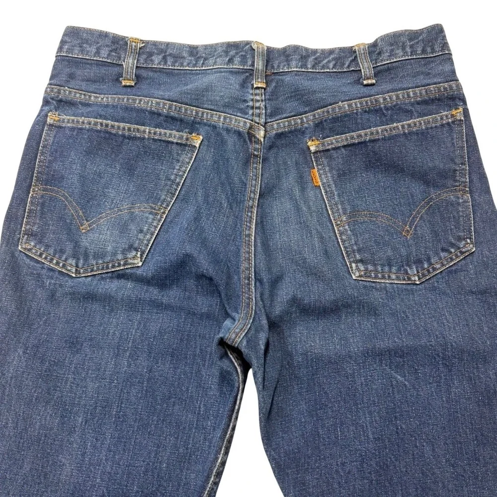 Vintage 60's Levi's BIG E Orange Tab 606 Slim Fit Dark Wash 34x30 RARE #4 Button